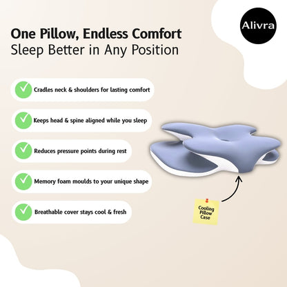 Alivra™ ButterflyWave Orthopaedic Memory Foam Pillow