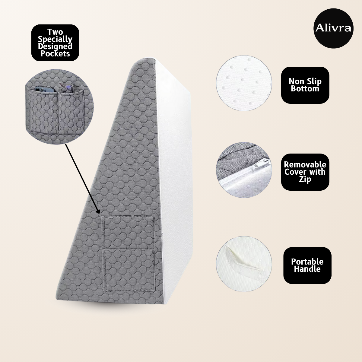 Alivra™ ElevateRest Memory Foam Wedge Pillow