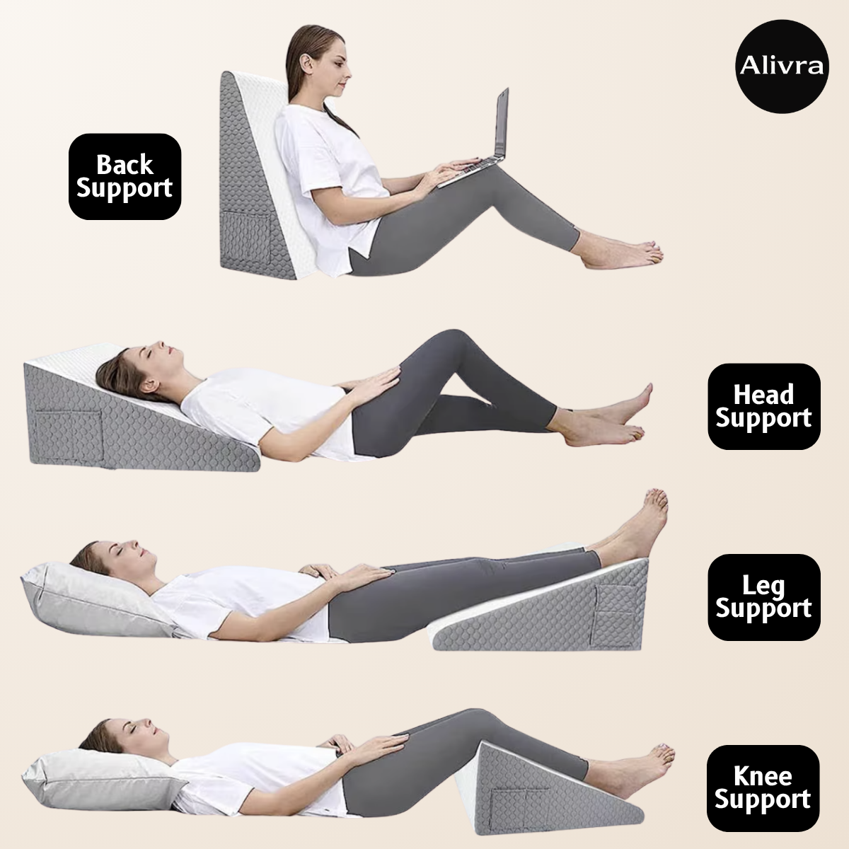 Alivra™ ElevateRest Memory Foam Wedge Pillow